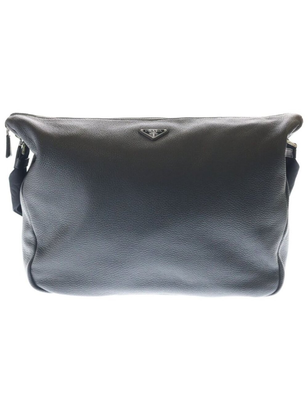 Prada Vitello Daino Shoulder Bag Triangle Logo Black